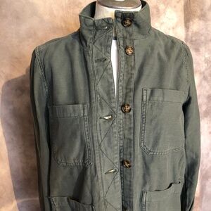 GAP JACKET SIZE M ARMY GREEN UTILITY JACKET BARN COAT POCKETS BUTTON DOWN